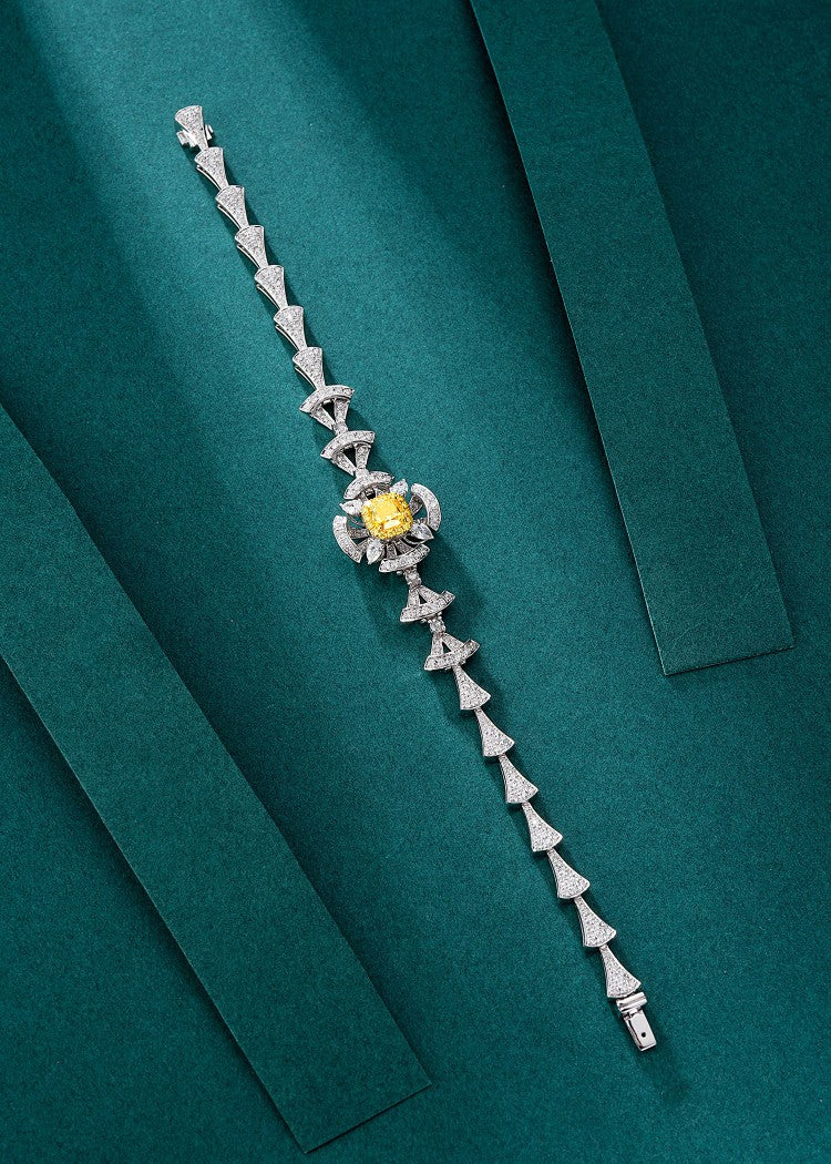 Luxurious Diamond Flower Fan Bracelet - Premium Jewelry Collection - Yellow Diamond Bracelet