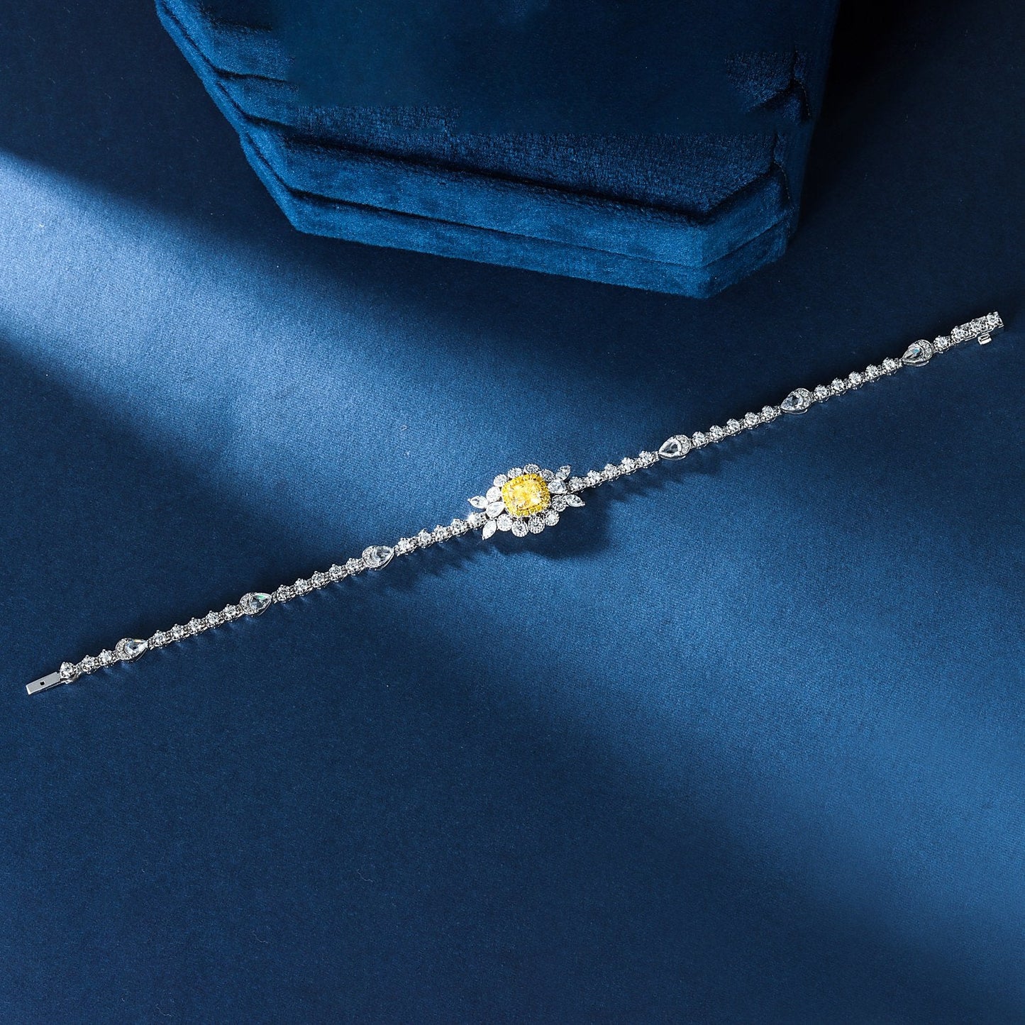 Luxurious Diamond Pillow-Shaped Flower Bracelet - Premium Jewelry - Yellow Diamond Bracelet