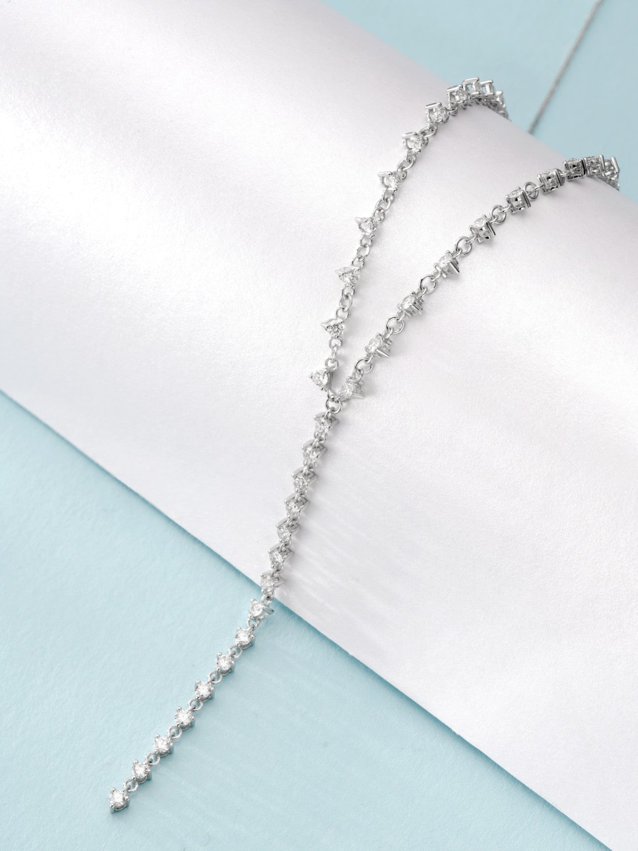 Luxurious Round Diamond Y Pendant Necklace - Premium Jewelry - White Diamond Necklace