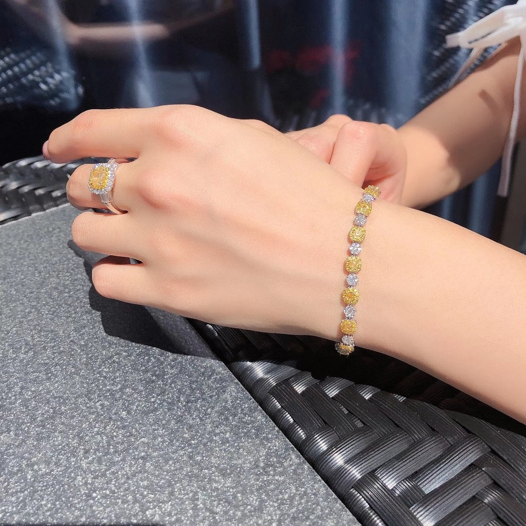 Luxurious Yellow Diamond Six-Prong Set Bracelet - Fine Jewelry - Yellow Diamond Bracelet