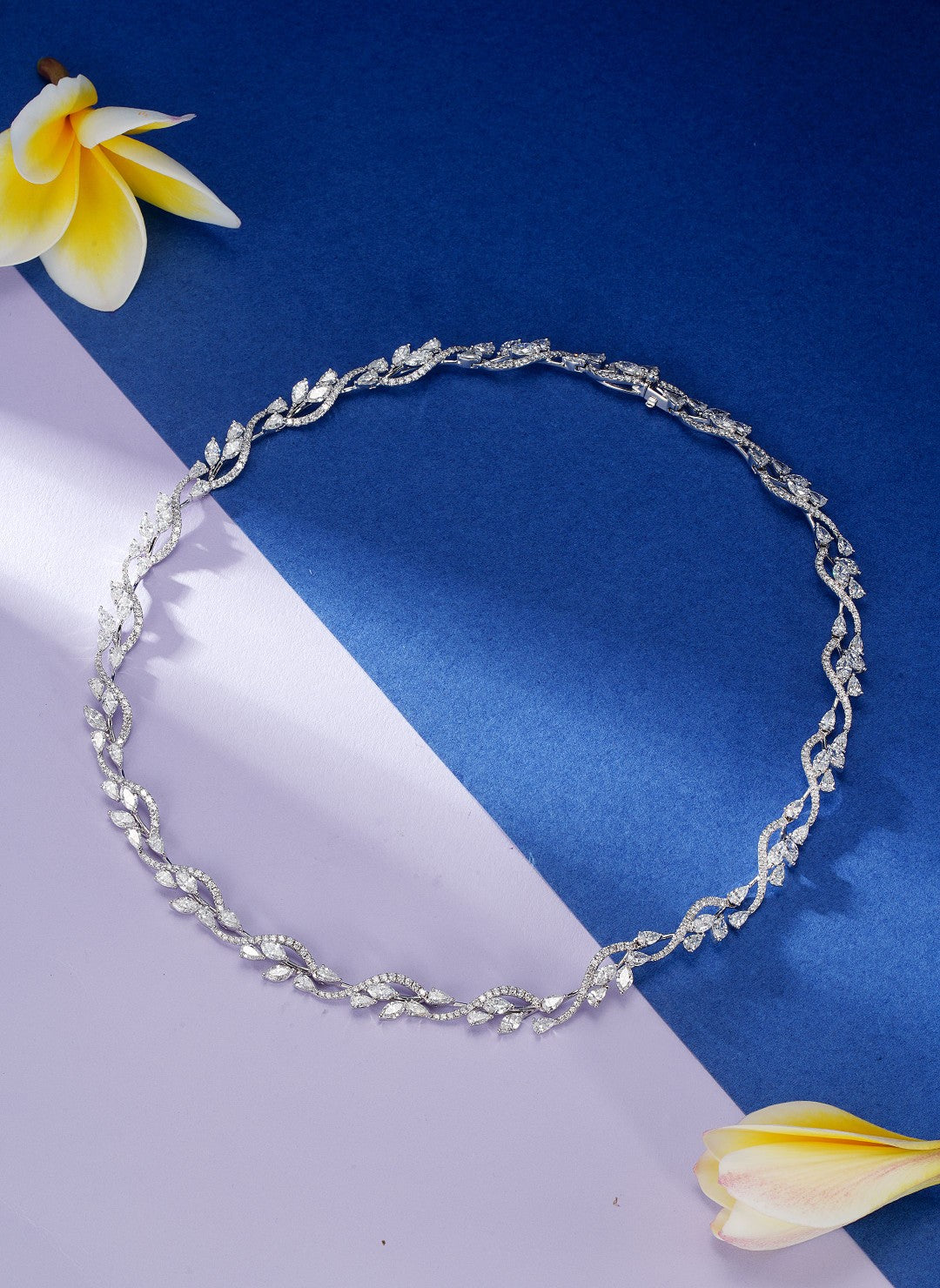Marquise-Cut Drop Branch Pendant Necklace in Jewelry Collection - White Diamond Necklace