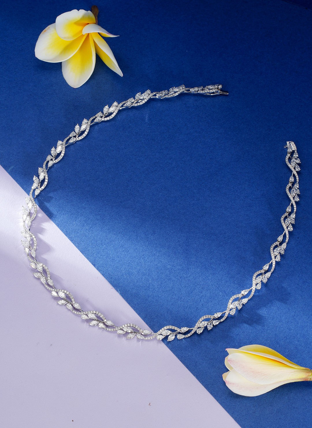 Marquise-Cut Drop Branch Pendant Necklace in Jewelry Collection - White Diamond Necklace