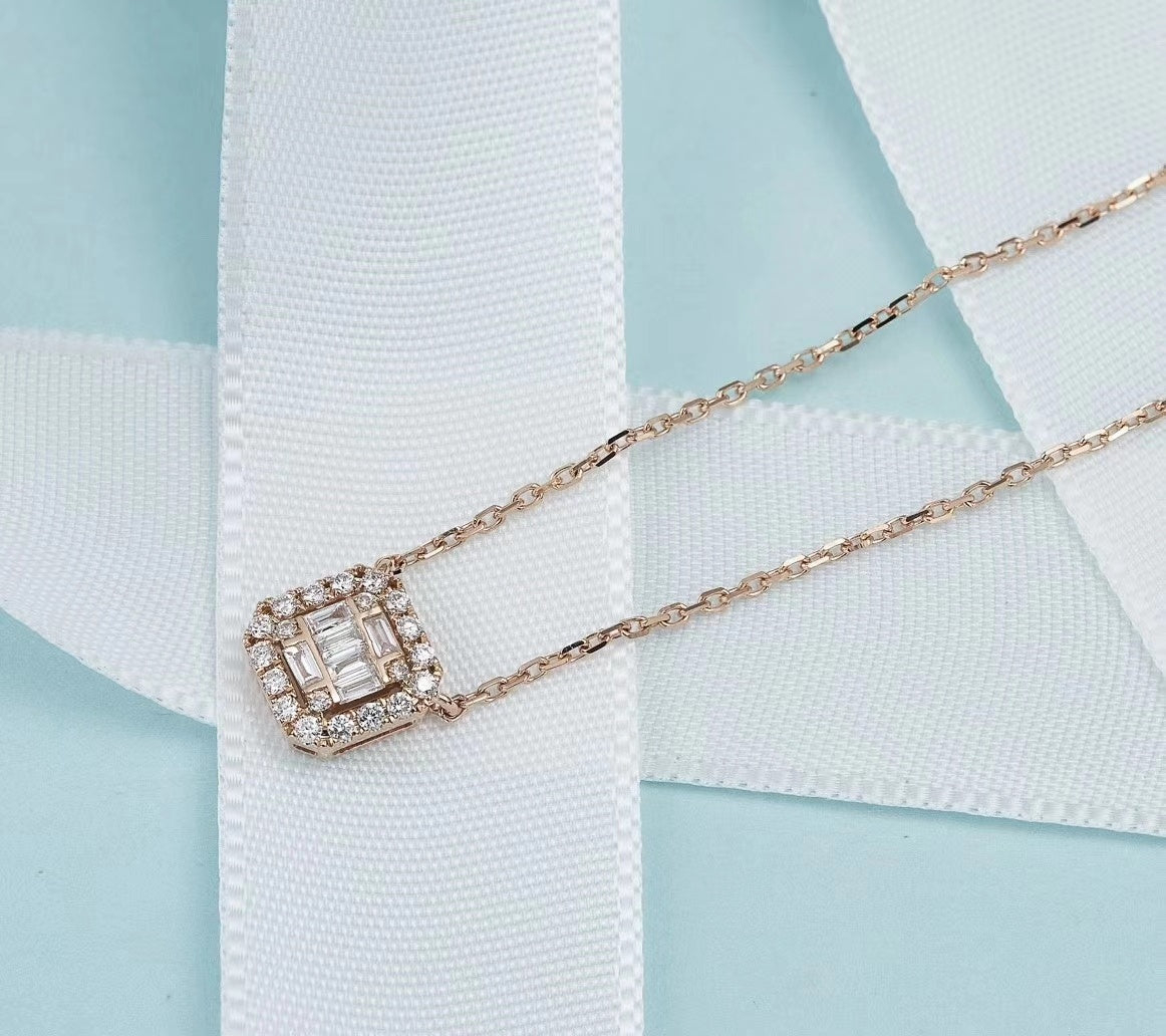 Octagonal Trapezoid Pendant Jewelry - Sparkling Gemstone Charm - White Diamond Pendant