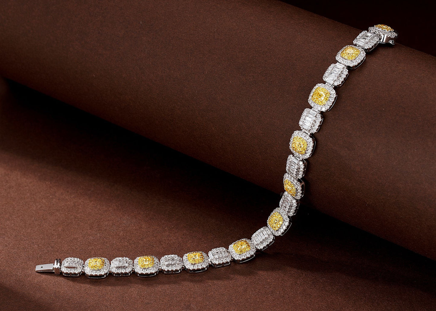 Pillow-Cut Diamond Candy Bracelet - Premium Jewelry - Yellow Diamond Bracelet
