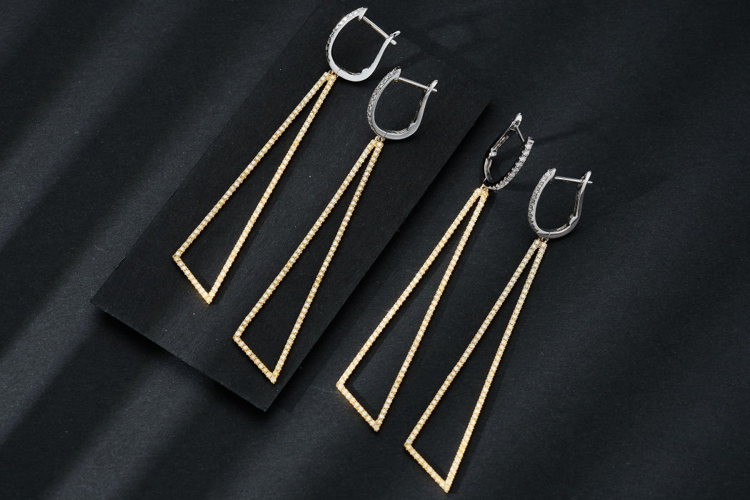Sparkling Yellow Diamond Triangle Earrings - Fine Jewelry Jeweler.Jewelry