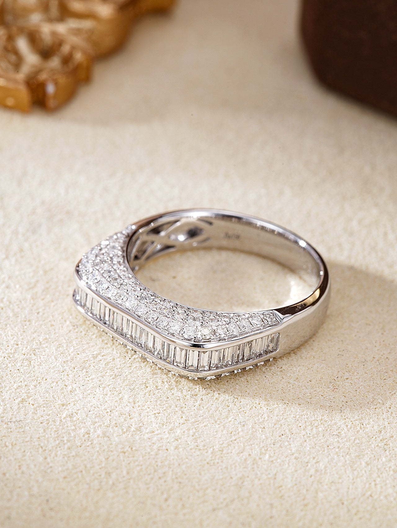 Square Hollow-out Diamond Ring | Luxury Jewelry Piece - White Diamond Ring