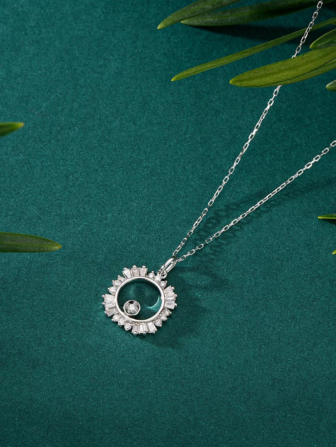 Sunflower Pendant Jewelry: A Sparkling Gemstone Delight - White Diamond Pendant