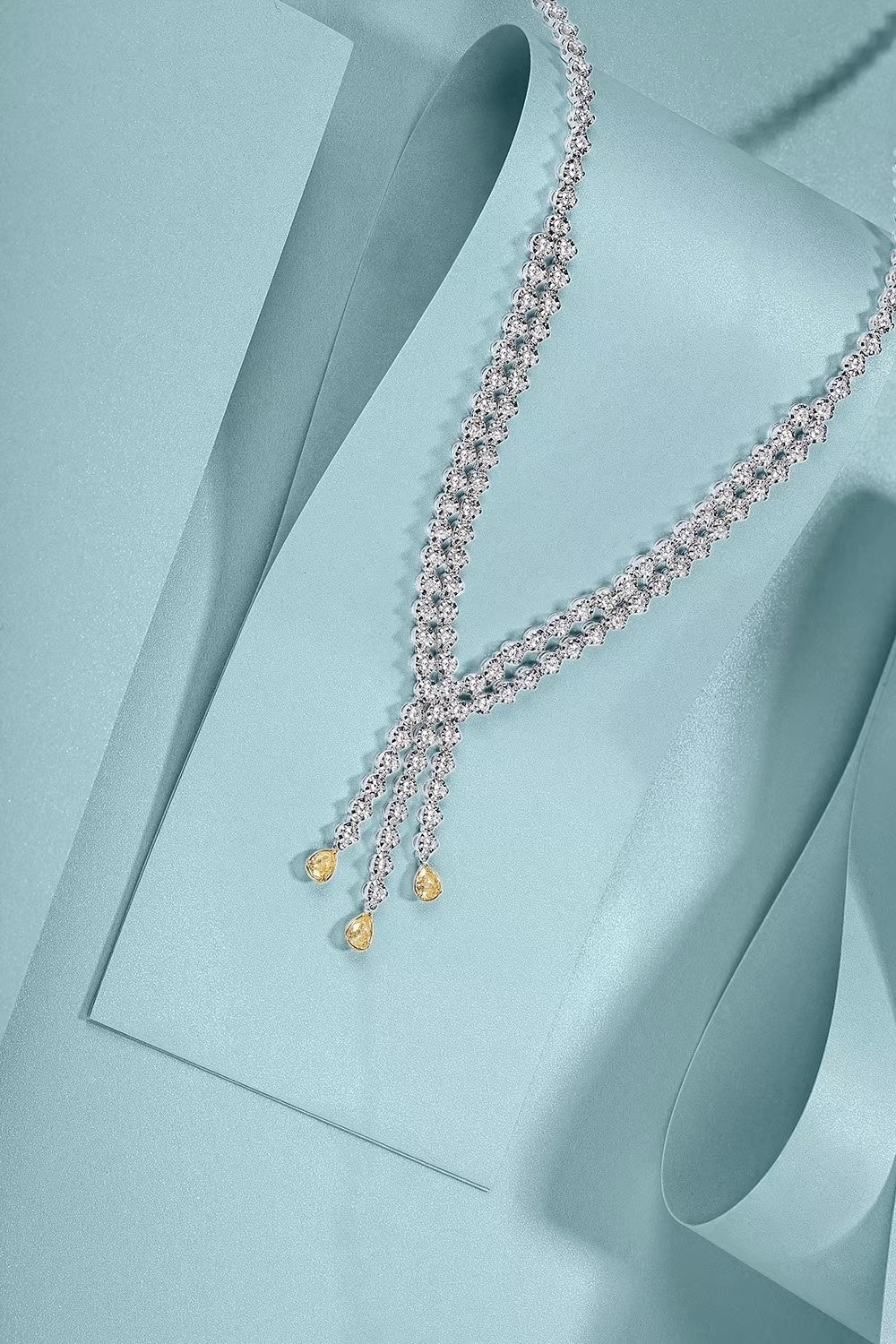 Three-Drop Yellow Diamond Pendant Necklace - Exclusive Jewelry - Yellow Diamond Chain