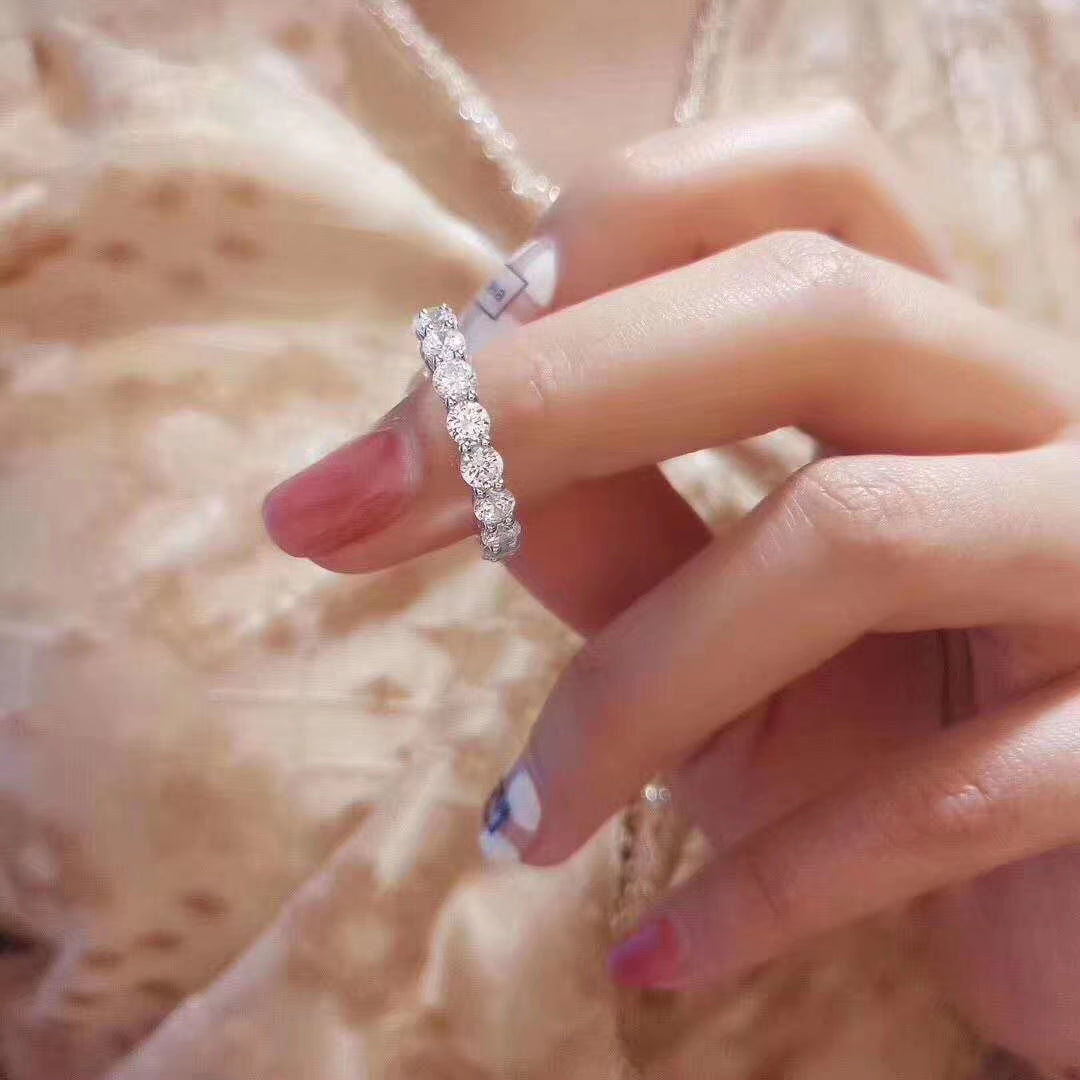 U-Shape Semi-Circle Ring with Diamond - Exquisite Jewelry - White Diamond Ring