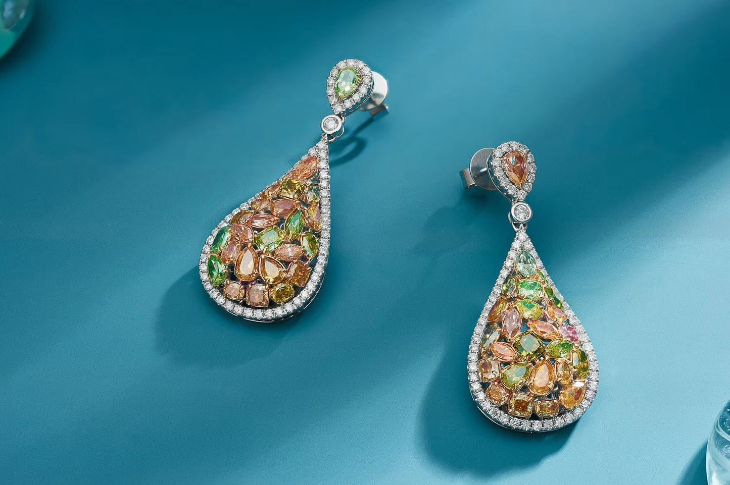 Vibrant Rainbow Drop Jewelry Set – Wholesale Gemstone Elegance - Yellow Diamond Set System