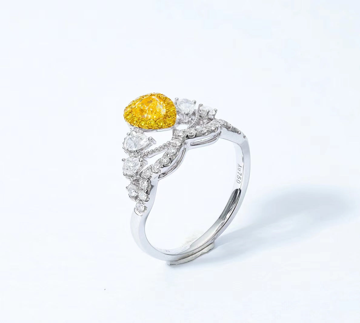 Yellow Diamond Crown Drop Ring - Exquisite Jewelry Piece - Yellow Diamond Ring