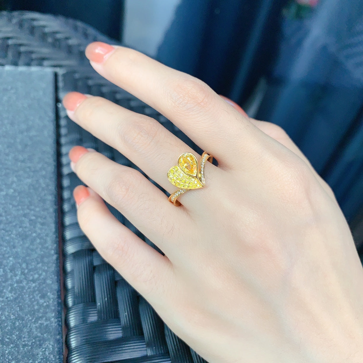 Yellow Diamond Teardrop Heart Ring - Fine Jewelry Piece - Yellow Diamond Ring