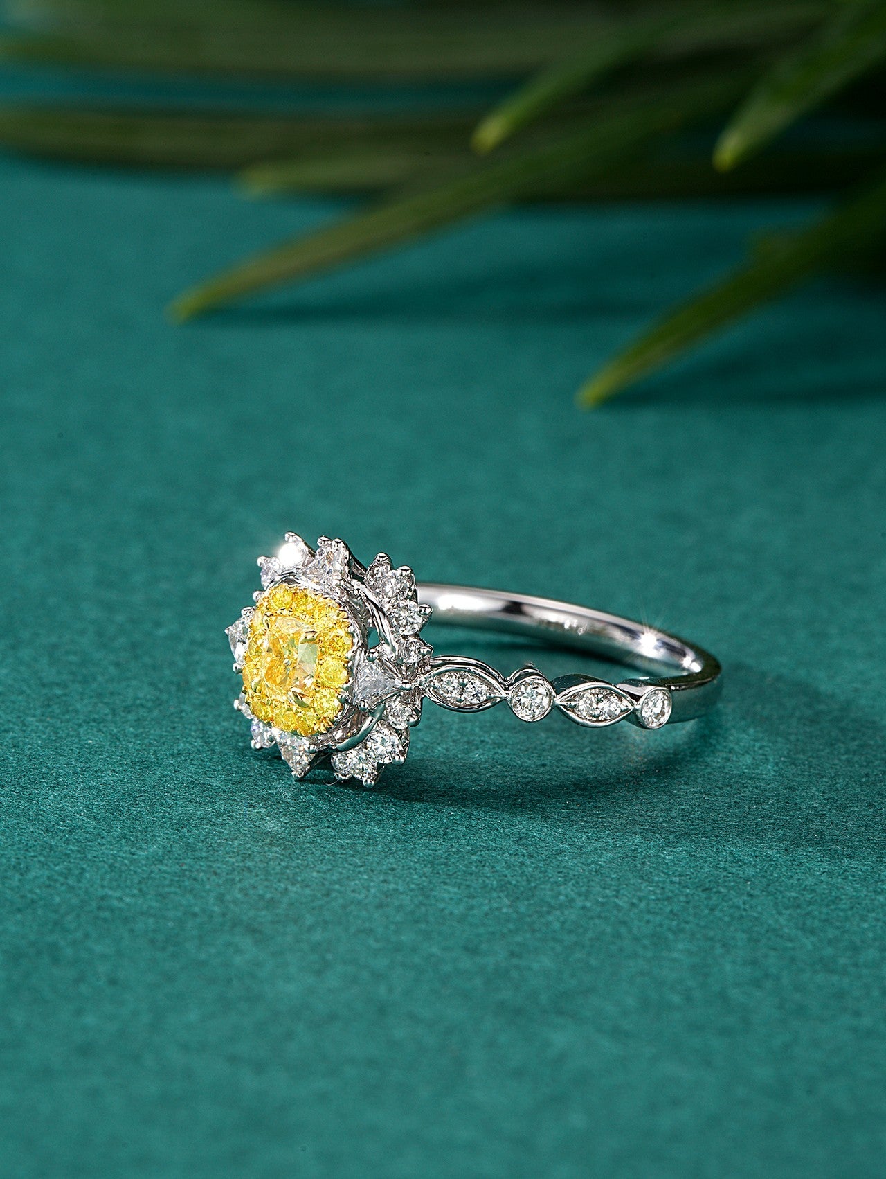Yellow Diamond Triangle Halo Ring - Fine Jewelry Piece Jeweler.Jewelry