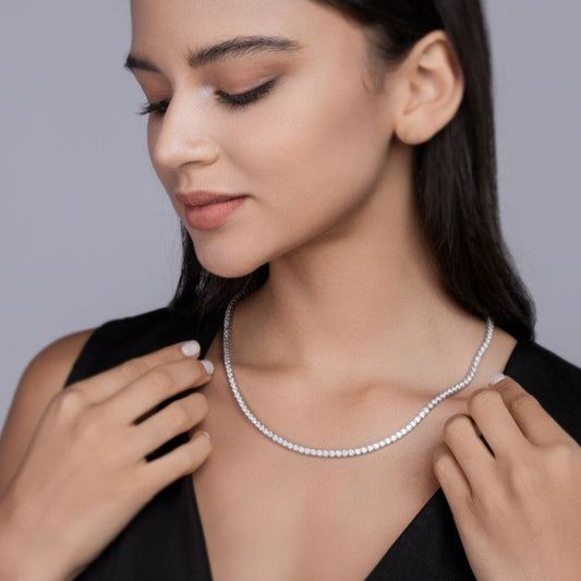 Twin 925 Silver Moissanite Long Star River Necklace