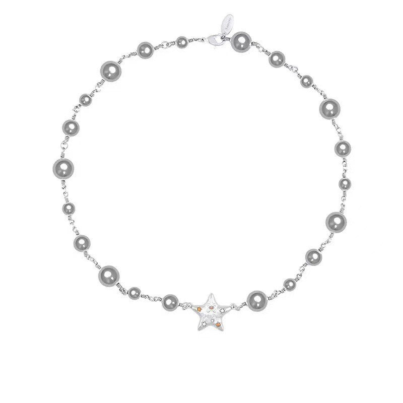 High-End Dual-Layer Starry Sky Pearl Statement Necklace
