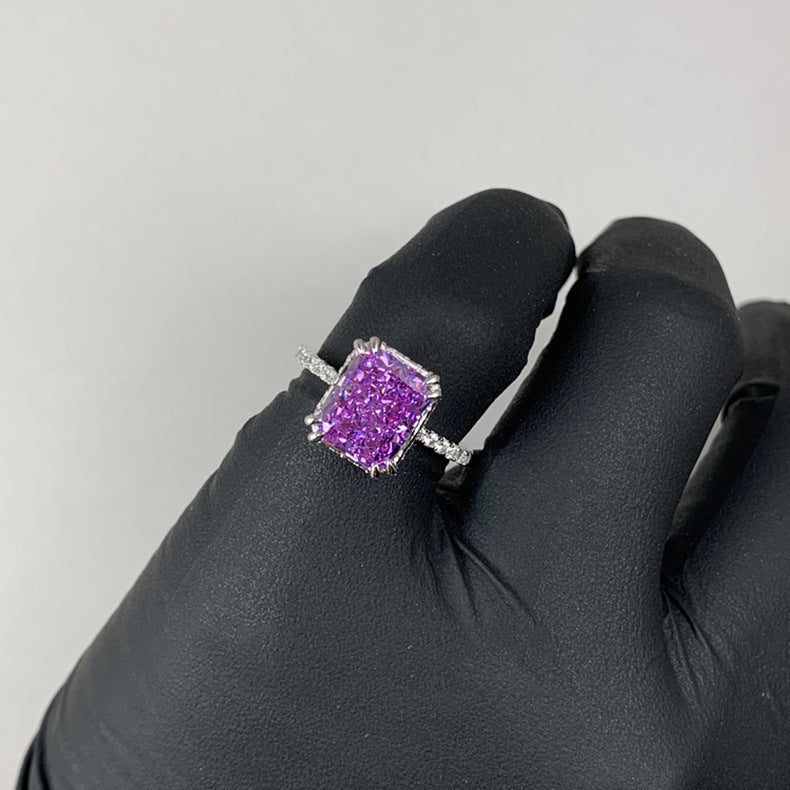 Icy Flower Purple Spodumene Zircon Open Ring