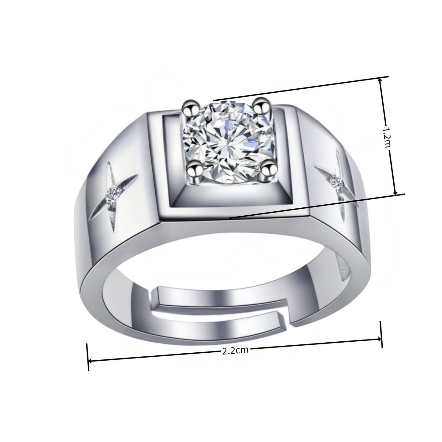 Lucky Cross Star Inlaid Diamond Plated 18K Ring