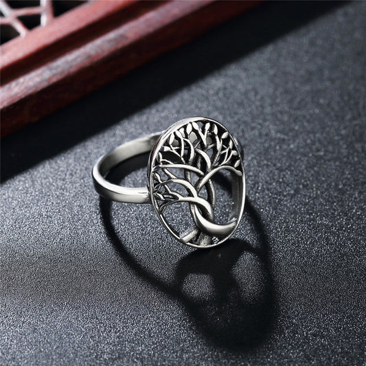 Retro Religious Tree Of Life Men's Titanium Steel Ring