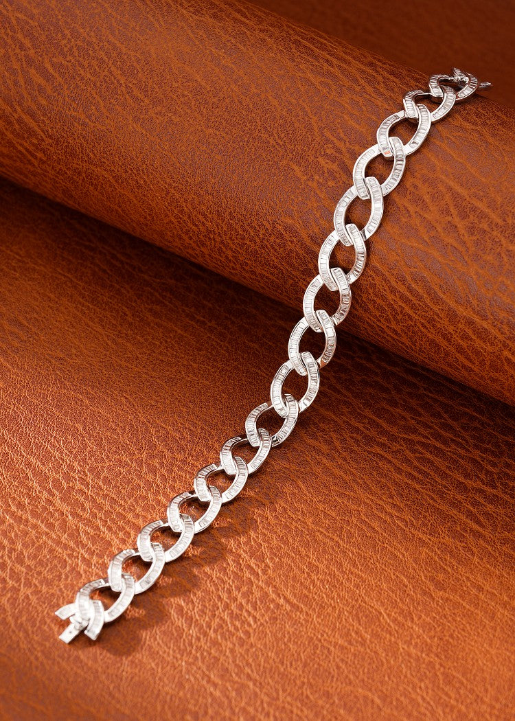 18K Diamond Cuban Link Bracelet - Luxurious Jewelry Piece - White Diamond Bracelet