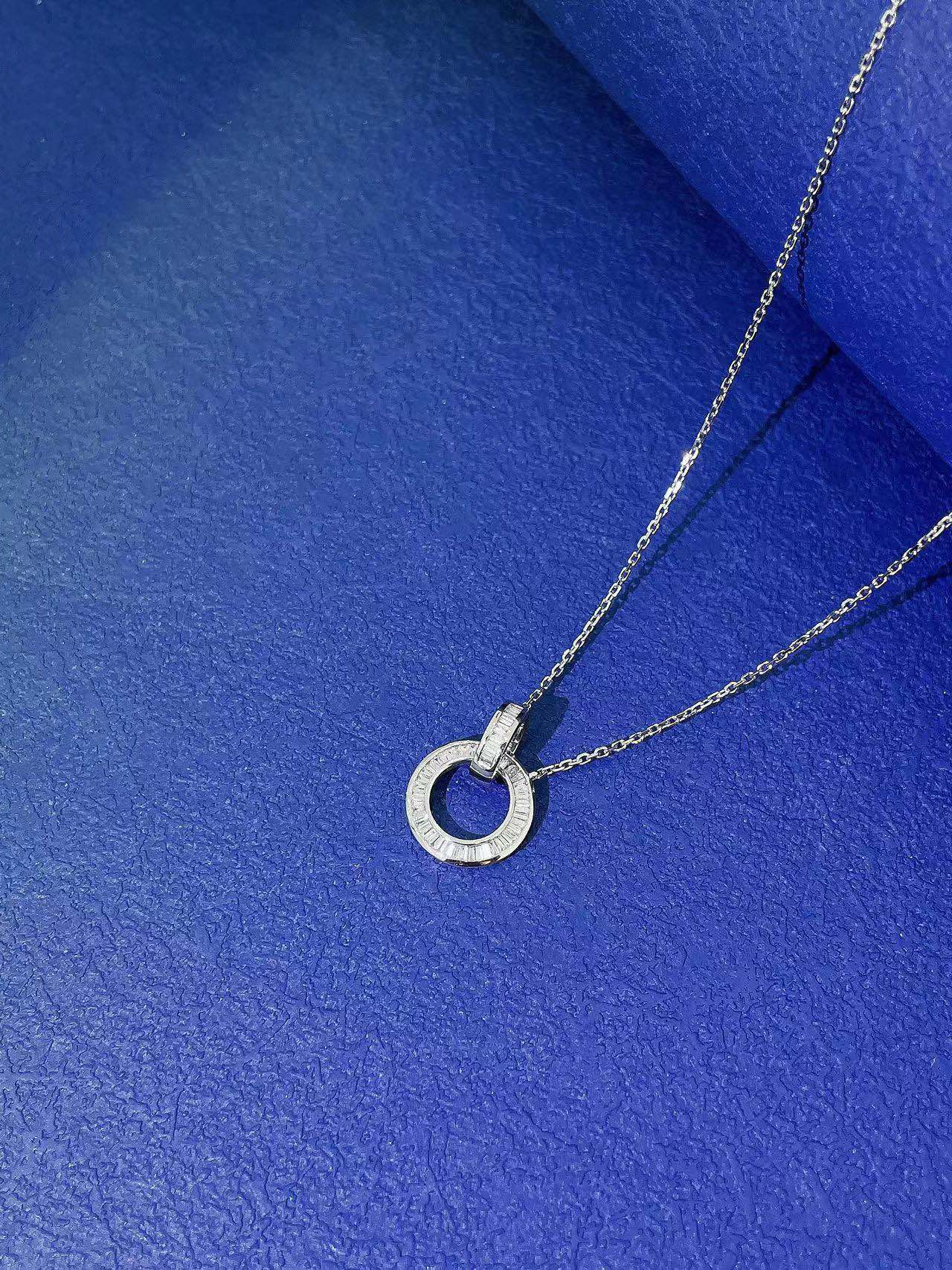 18K Diamond Double-Loop Necklace - Elegant Jewelry Choice - White Diamond Necklace