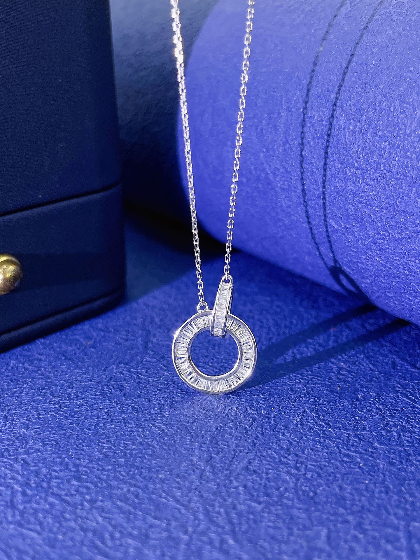 18K Diamond Double Loop Necklace - Luxury Jewelry Piece - White Diamond Necklace