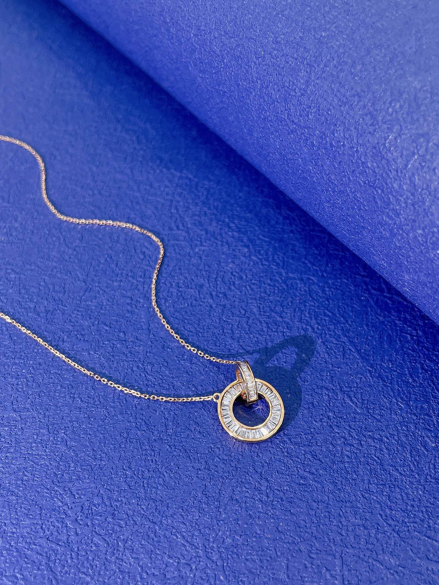 18K Diamond Double Loop Necklace - Luxury Jewelry Piece - White Diamond Necklace