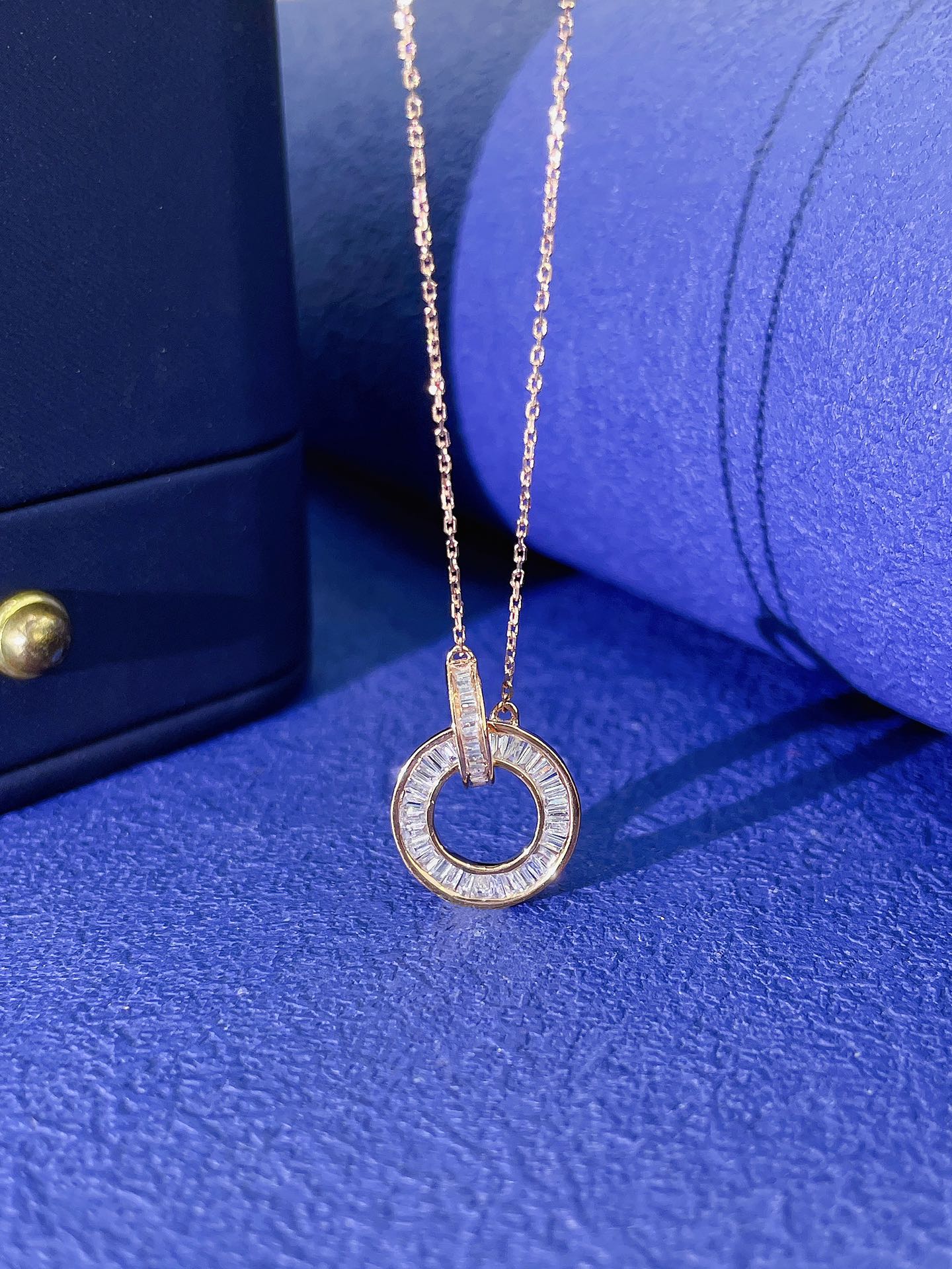 18K Diamond Double Loop Necklace - Luxury Jewelry Piece - White Diamond Necklace