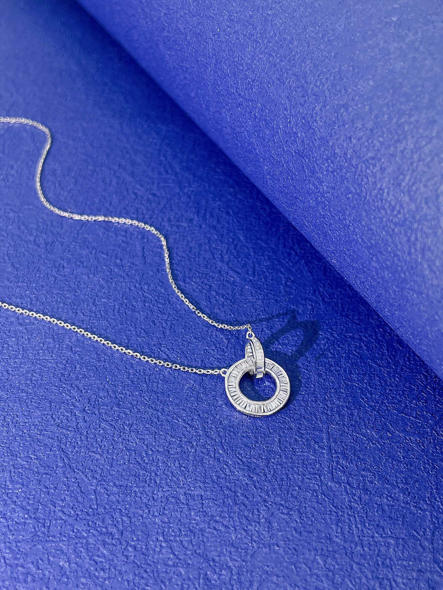 18K Diamond Double Loop Necklace - Luxury Jewelry Piece - White Diamond Necklace