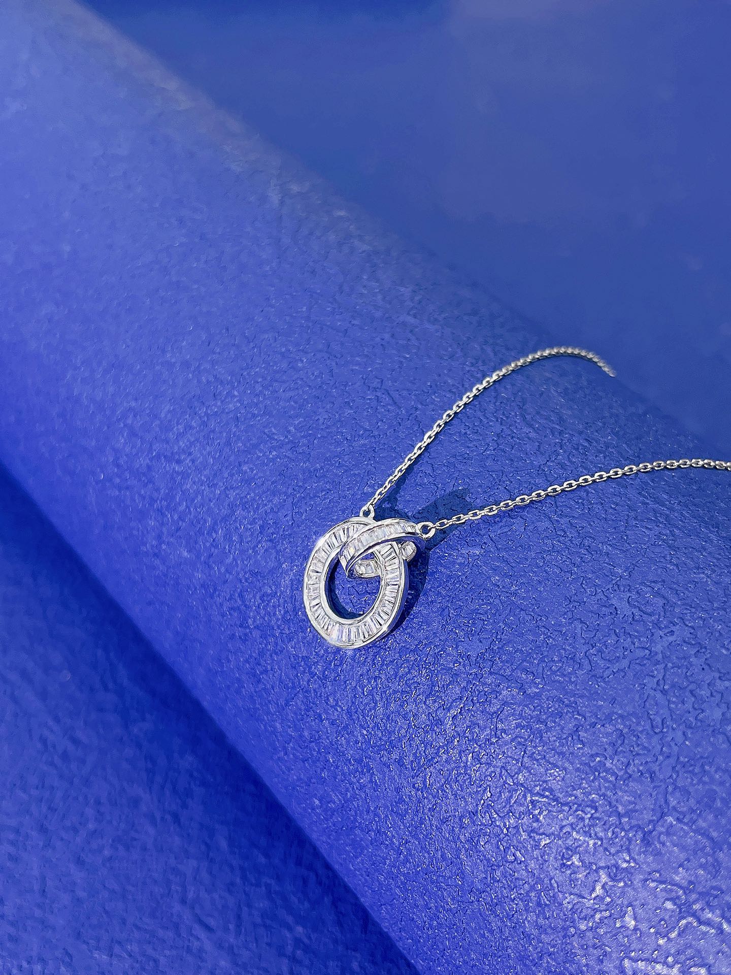 18K Diamond Double Loop Necklace - Luxury Jewelry Piece - White Diamond Necklace