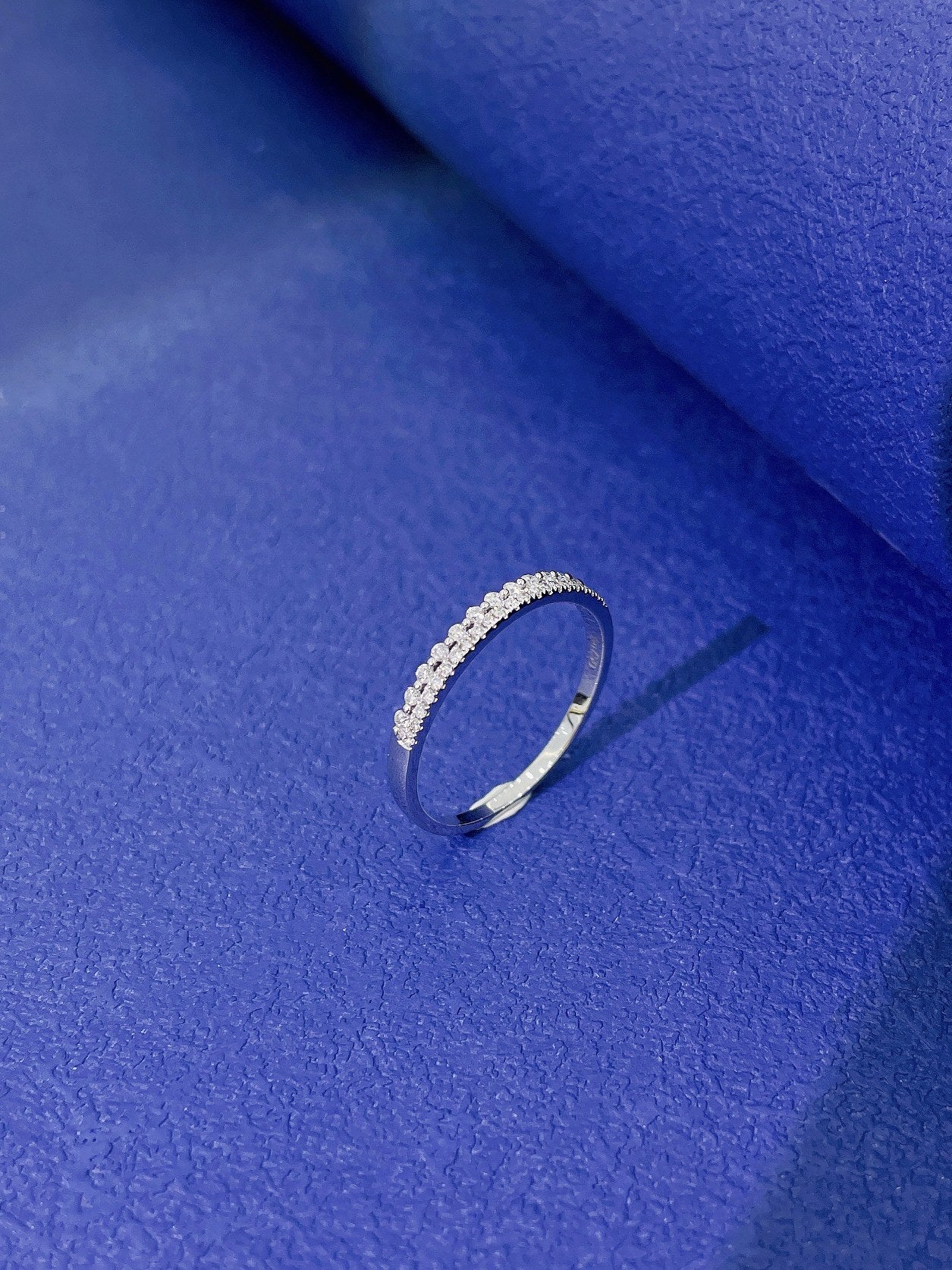 18K Diamond Double Row Ring - Luxurious Jewelry Piece - White Diamond Ring