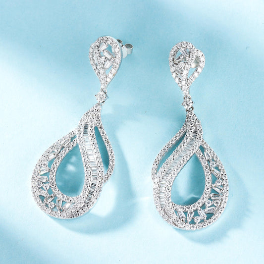 18K Diamond Hollow Rotating Earrings - Luxury Jewelry Jeweler.Jewelry