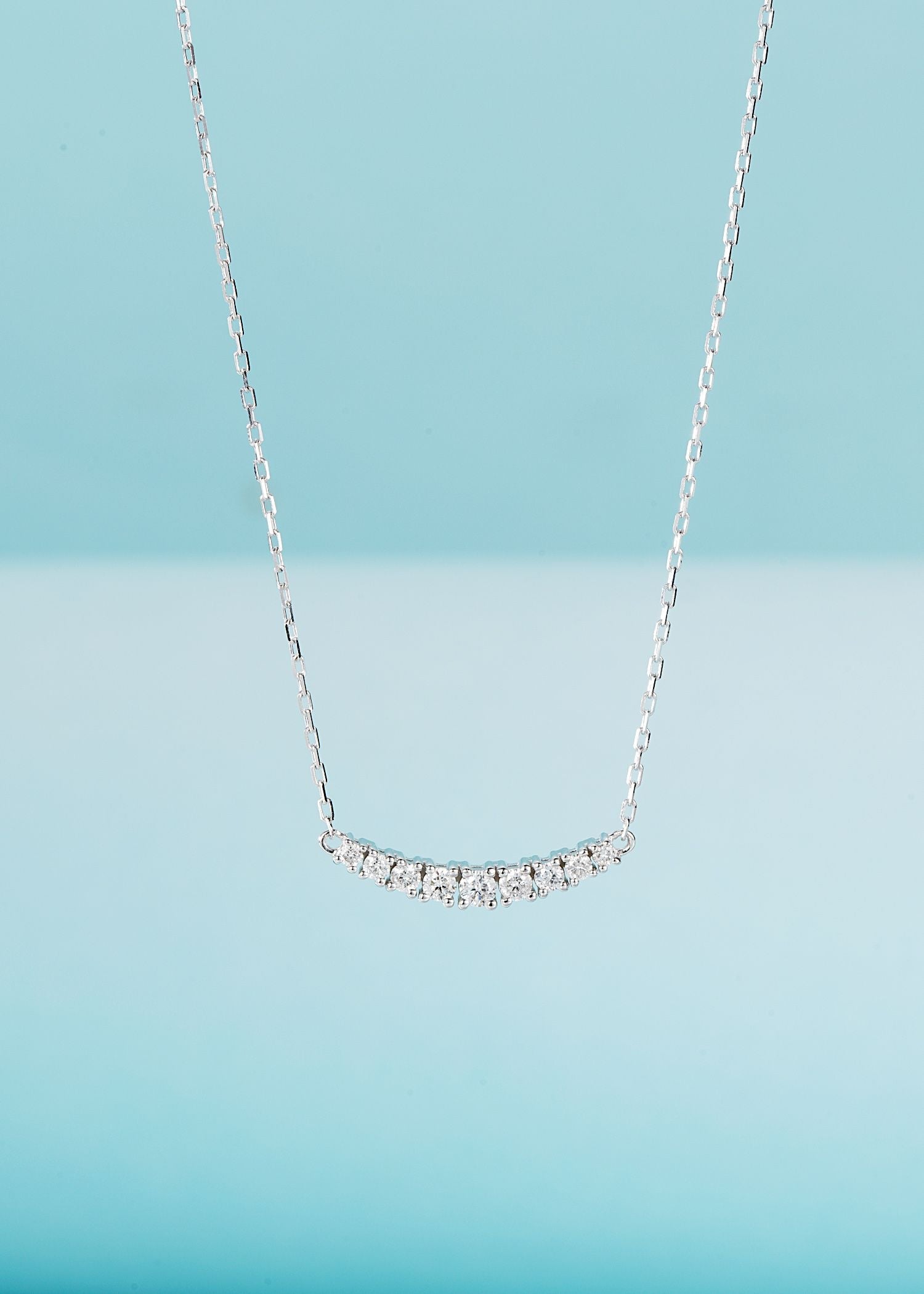 18K Diamond Nine-Stone Smiling Necklace - Exquisite Jewelry - White Diamond Necklace