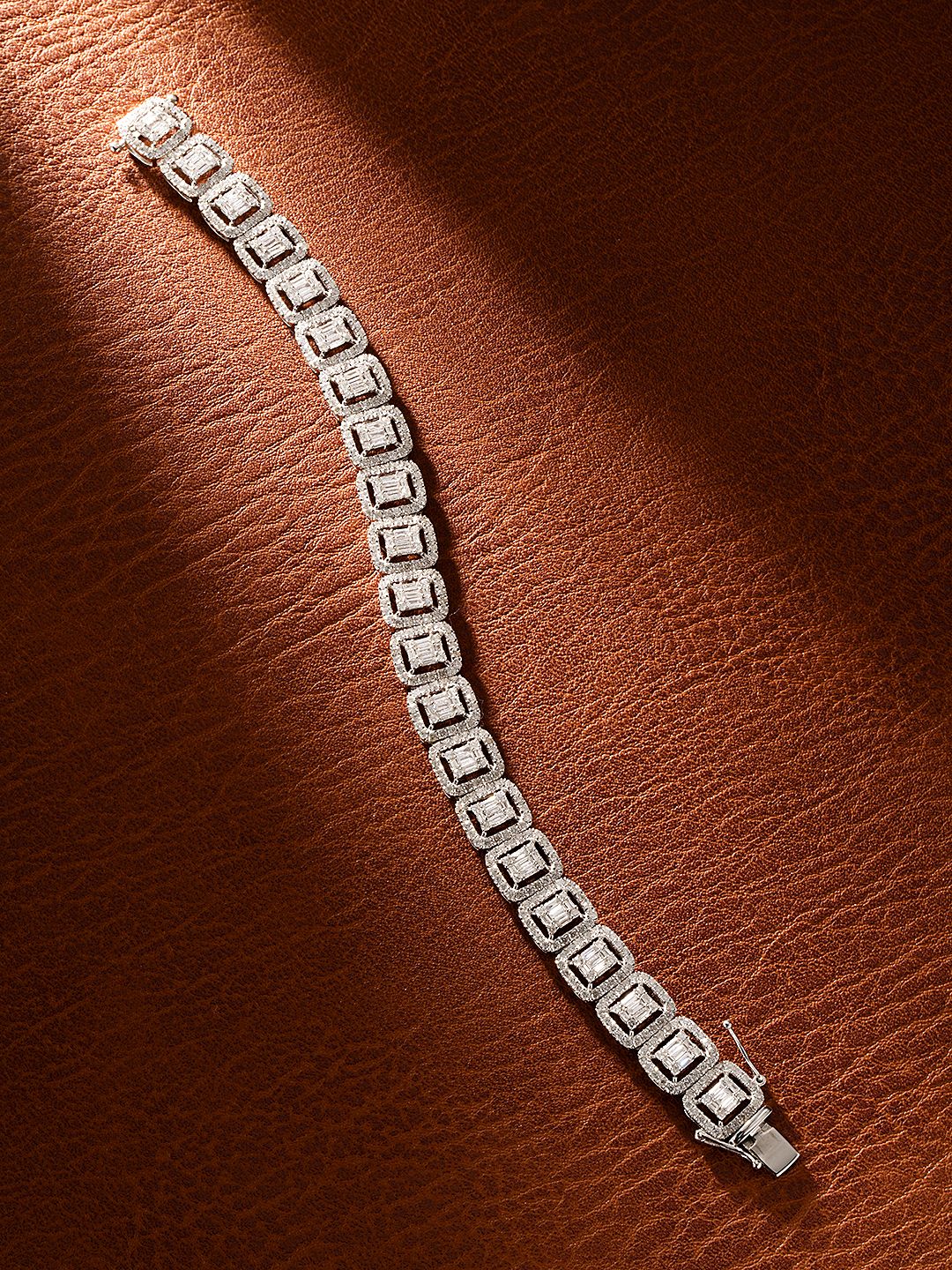 18K Diamond Square Candy Bracelet - Luxury Jewelry Collection - White Diamond Bracelet