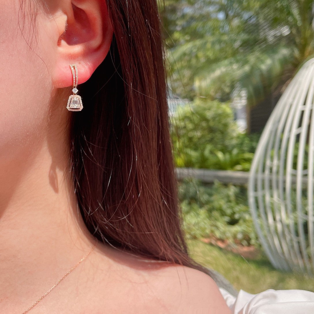 18K Diamond Trapezoid Earrings - Luxury Jewelry Piece Jeweler.Jewelry