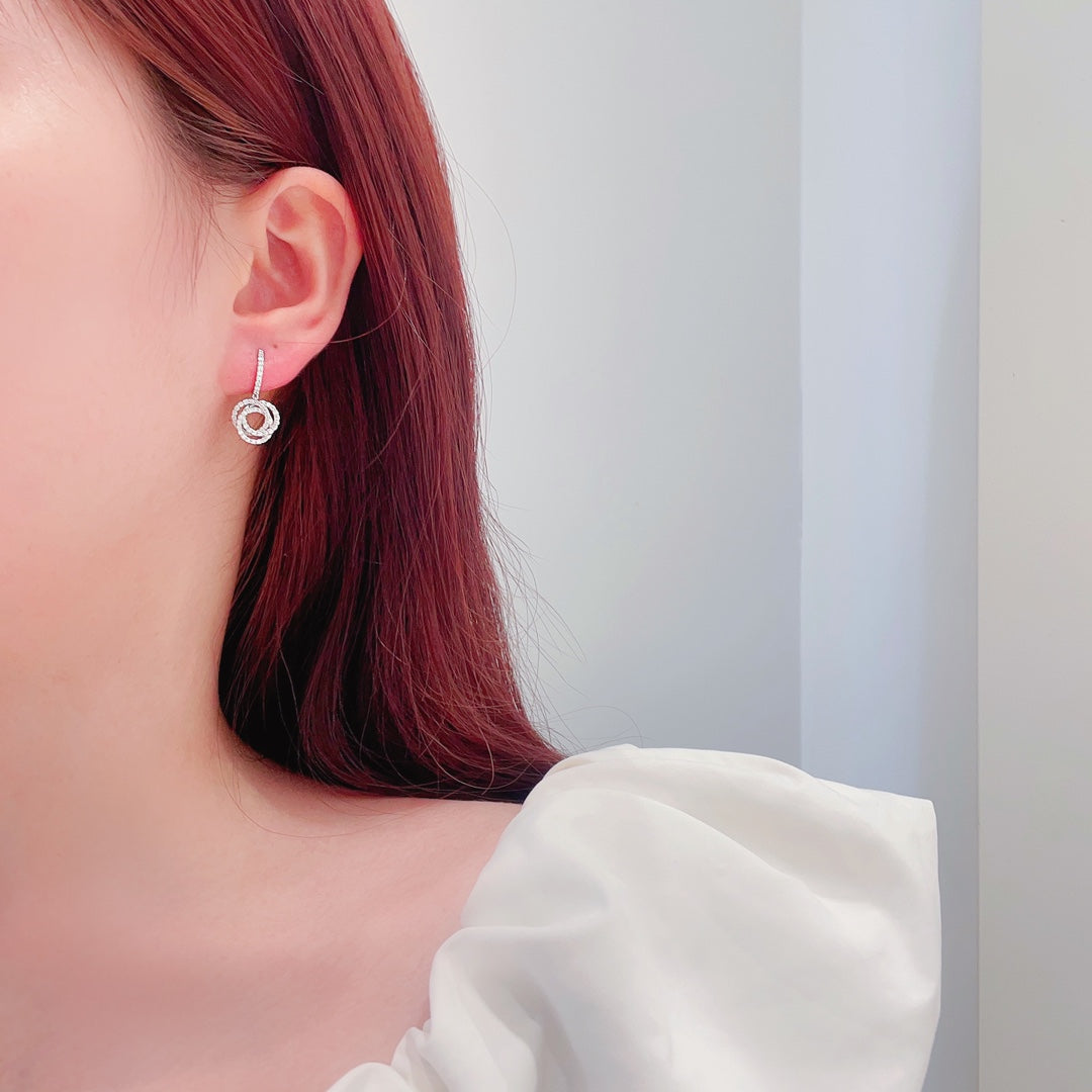 18K Diamond Triple Loop Full Pavé Earrings - Luxury Jewelry Jeweler.Jewelry