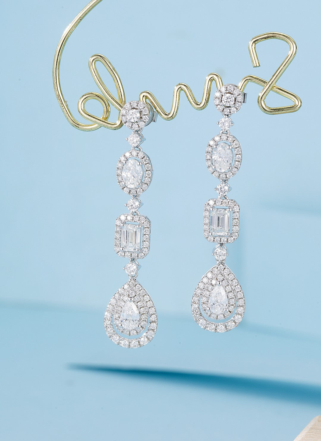 18K Diamond Unique Shape Earrings - Luxury Jewelry Jeweler.Jewelry
