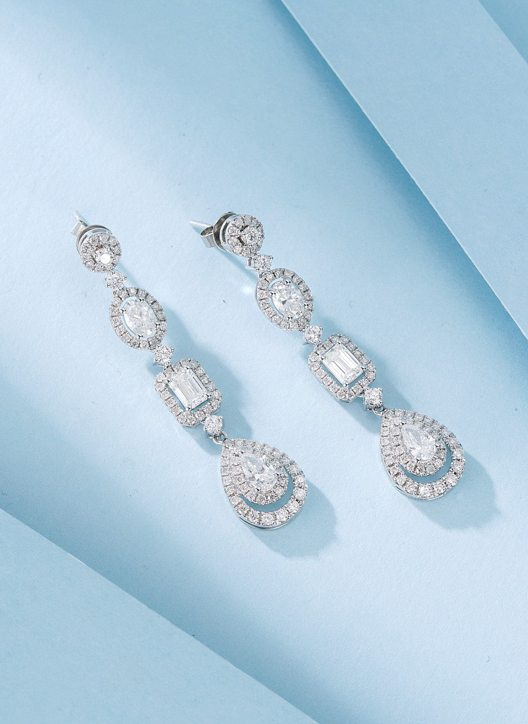 18K Diamond Unique Shape Earrings - Luxury Jewelry Jeweler.Jewelry