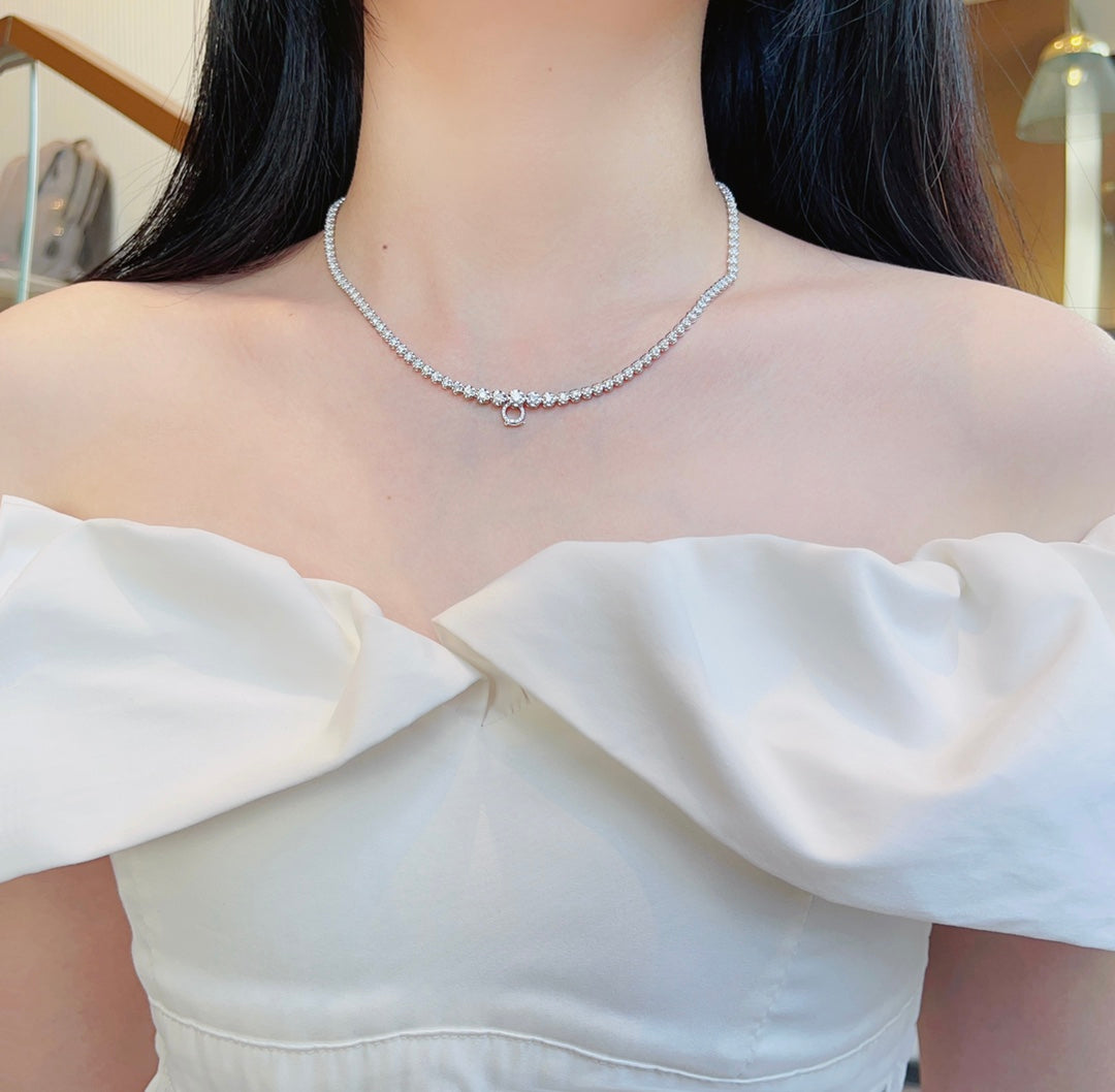 18K Diamond Universal Clasp Necklace - Luxury Jewelry - White Diamond Chain