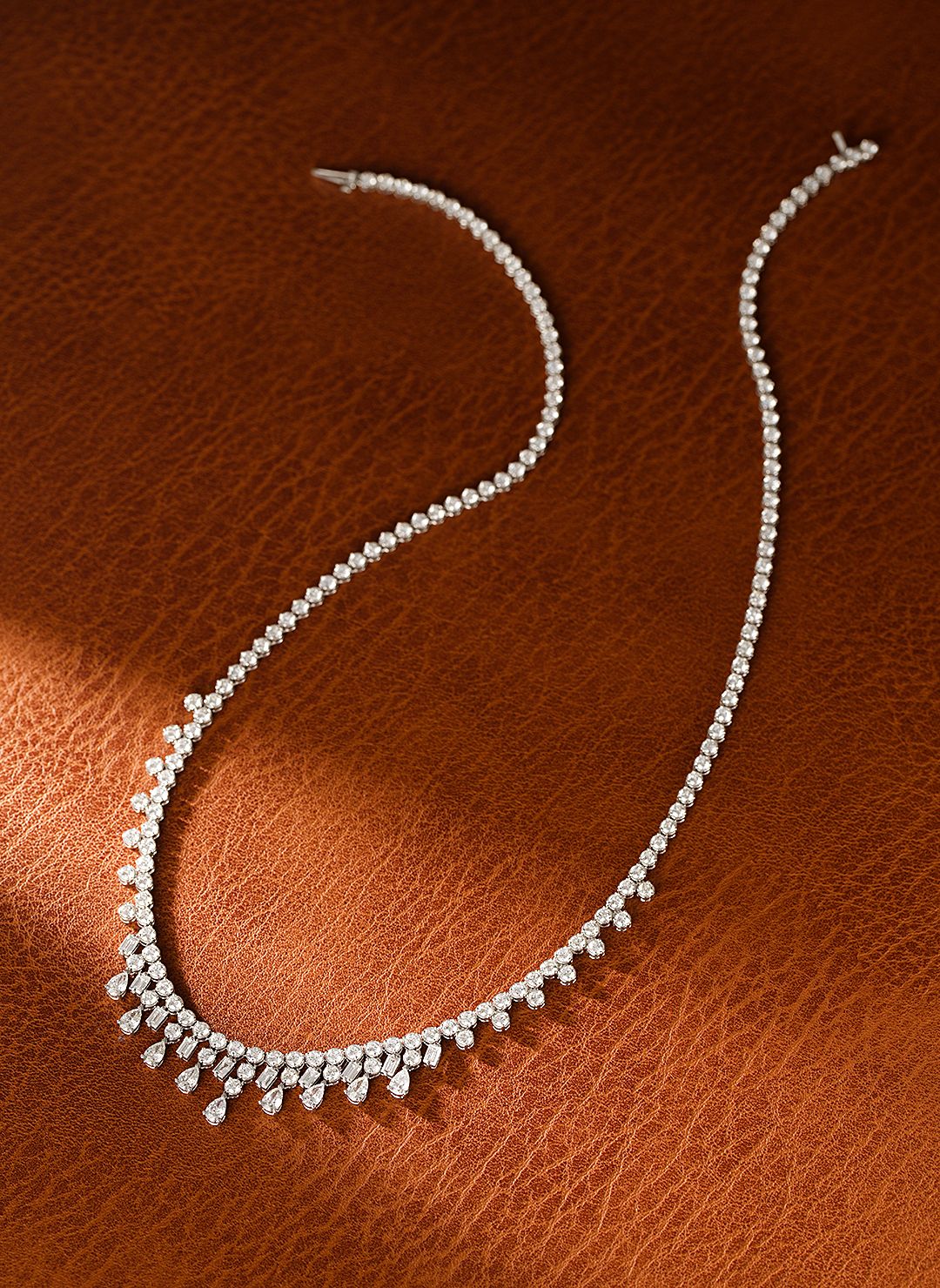 18K Diamond Waterdrop Full-Pave Necklace - Luxury Jewelry - White Diamond Chain