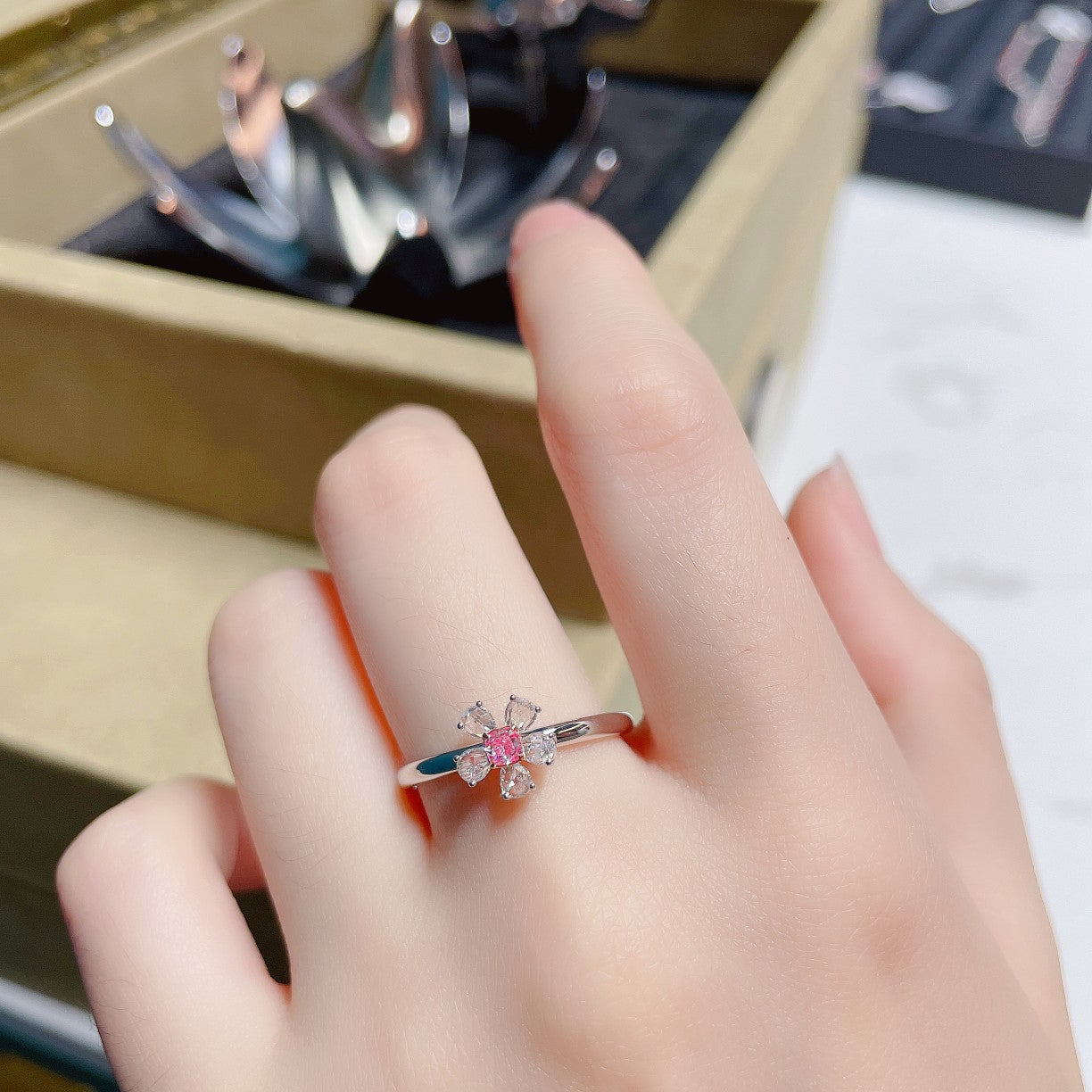 18K Pink Diamond Cushion Cut Rose Gold Ring | Luxury Jewelry - Pink Diamond Ring