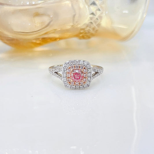 18K Pink Diamond Cushion-Cut Y-Arm Ring | Premium Jewelry - Pink Diamond Ring