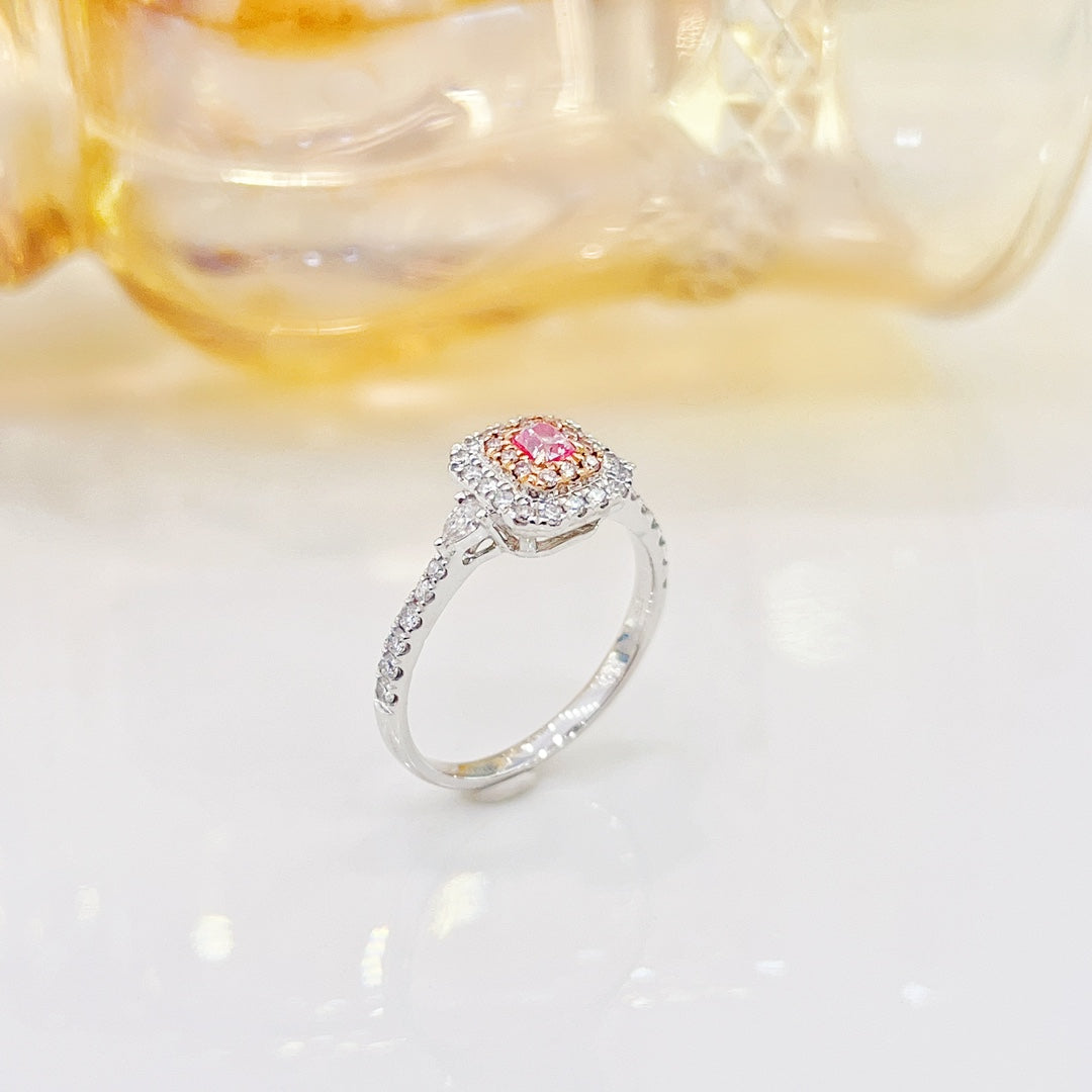 18K Pink Diamond Cushion Double Teardrop Ring - Exquisite Jewelry - Pink Diamond Ring