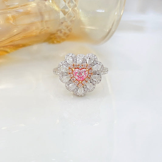 18K Pink Diamond Heart Shape Double-Wear Jewelry - Pink Diamond Ring