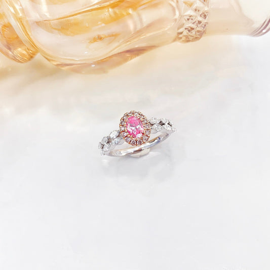 18K Pink Diamond Oval Marquise Double-Arm Ring | Premium Jewelry - Pink Diamond Ring