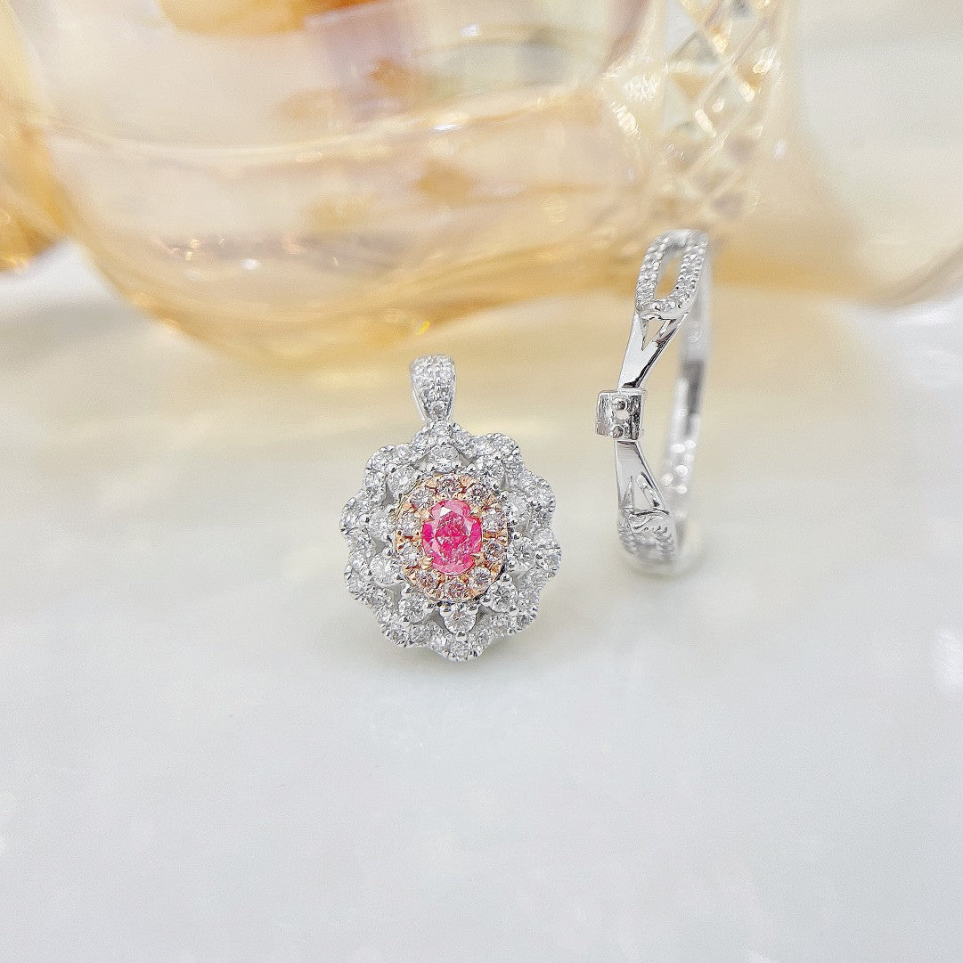 18K Pink Diamond Oval Sunflower Transformable Ring | Jewelry Delight - Pink Diamond Ring