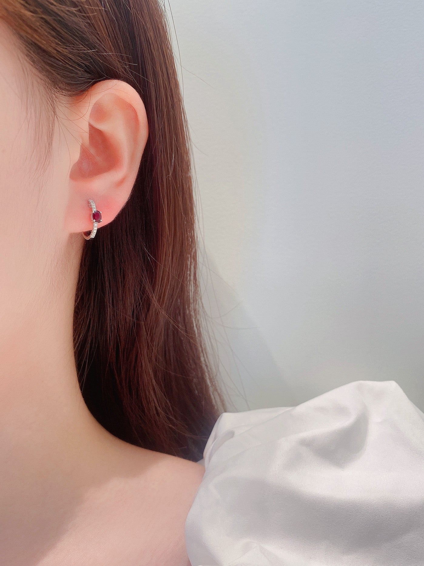 18K Rose Gold Single Elliptical Ruby Ear Cuff Jewelry Jeweler.Jewelry