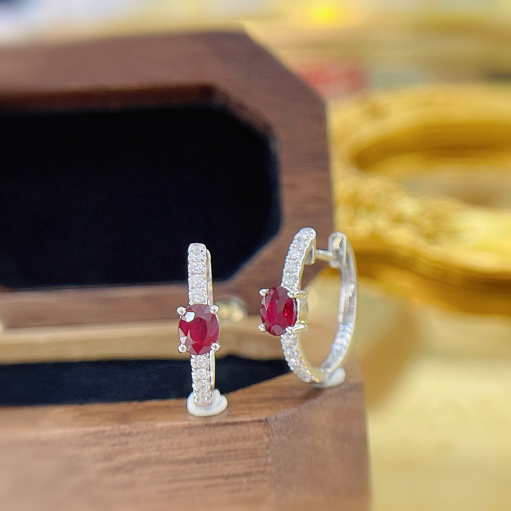 18K Rose Gold Single Elliptical Ruby Ear Cuff Jewelry Jeweler.Jewelry