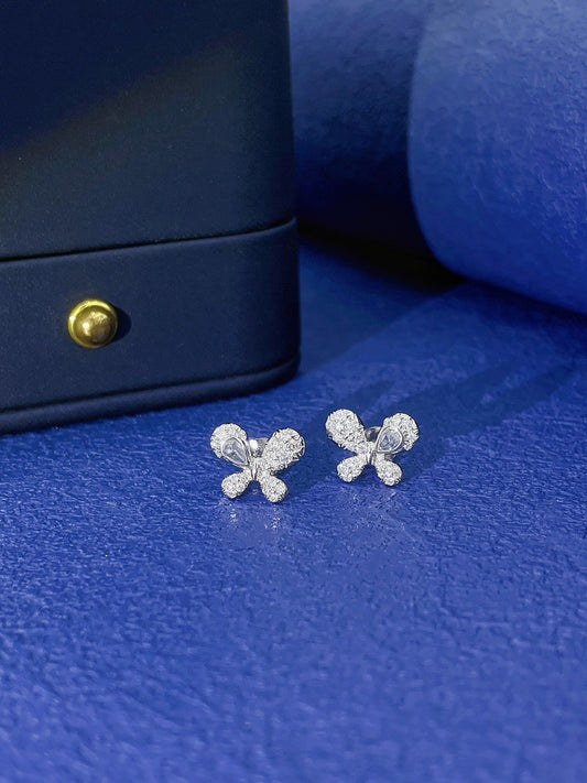 18K Rose Gold Small Butterfly Earrings with Diamonds - Jeweler.Jewelry