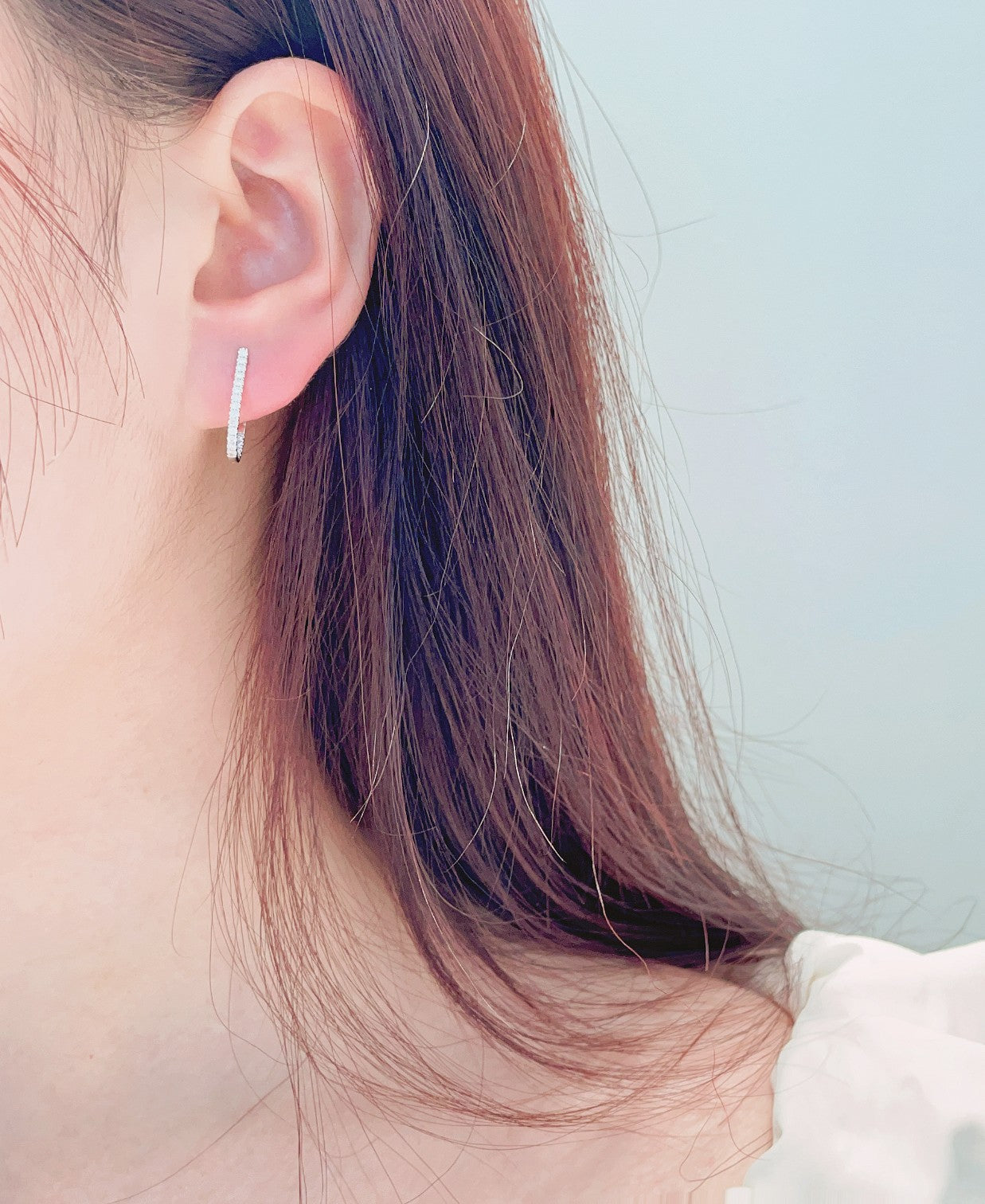 18K Single Row Diamond U-Shaped Earrings – Elegant Jewelry Piece Jeweler.Jewelry