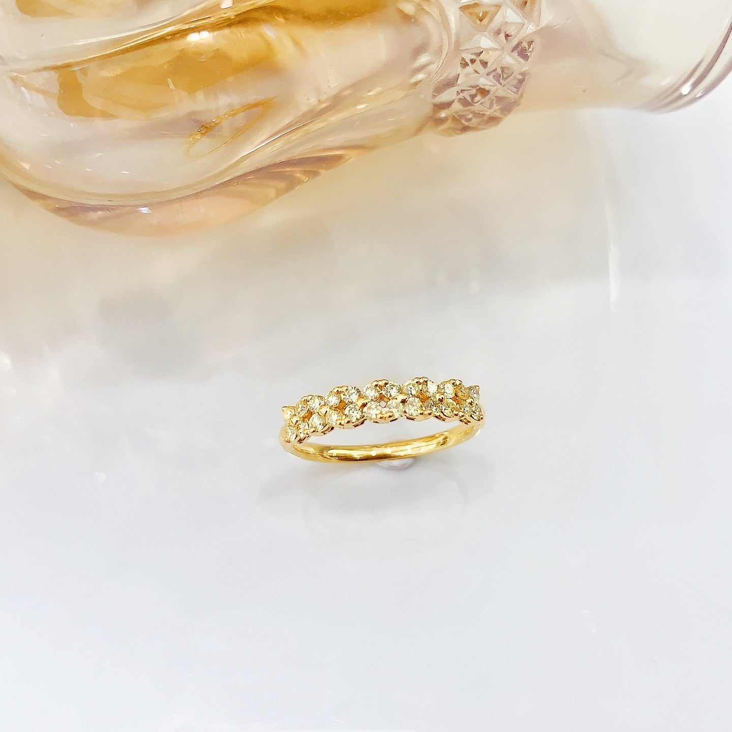 18K Yellow Gold Diamond Four-Leaf Clover Ring | Luxury Jewelry - Yellow Diamond Ring